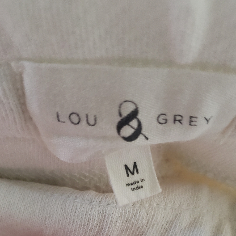 Lou & Grey‎ Cream Polka Dot Embroidered jogger pants with pockets Size Medium - Picture 3 of 12